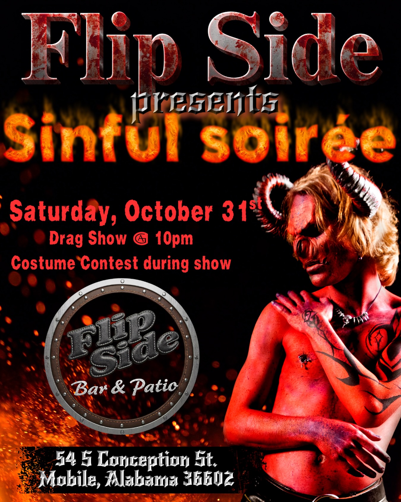 Flyer for Sinful Soirée